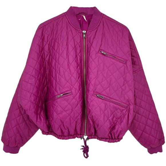 FREE PEOPLE Easy Quilted Bomber in Pink S - Picture 1 of 10
